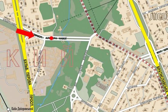 Схема рекламної площини за адресою Навои пр., разделитель, щит №3, в сторону рынка "Юность"