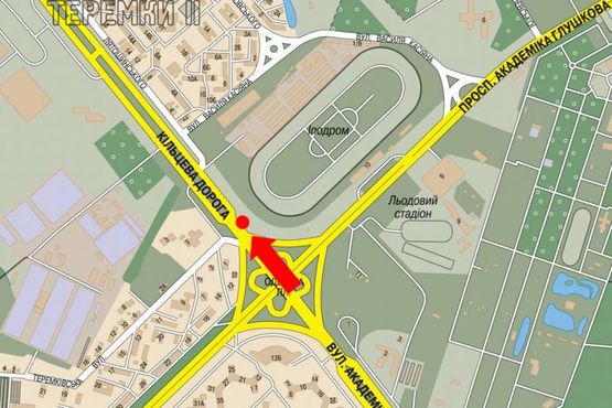 Схема рекламної площини за адресою Кольцевая дорога / пл. Одесская, в сторону Победы пр.