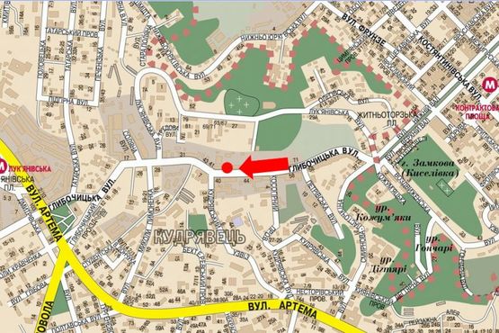 Схема рекламної площини за адресою Глубочицкая ул., 39, в сторону Сечевых Стрельцов ул. (бывш. Артема ул.)