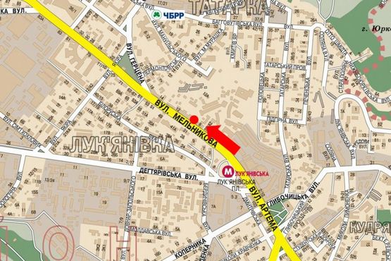 Схема рекламної площини за адресою Мельникова ул., 10, в сторону ст. м. "Дорогожичи"