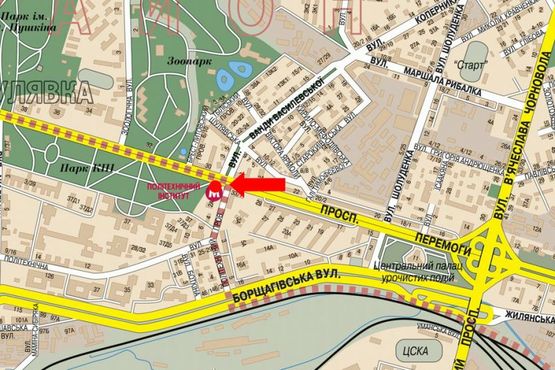 Схема рекламной плоскости по адресу Победы пр., 35, ст. м. "Политехнический институт", в сторону ст. м. "Шулявская"