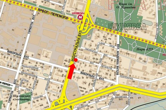 Схема рекламної площини за адресою Гетьмана ул., 21/15, напротив ТРЦ "Космополит", в сторону Победы пр.