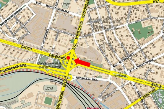 Схема рекламної площини за адресою Победы пр. / Черновола ул., из центра