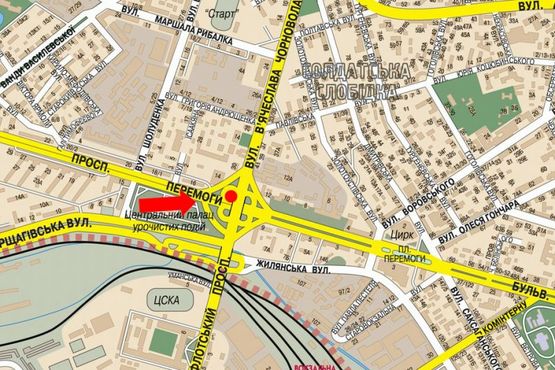 Схема рекламной плоскости по адресу Победы пр. / Черновола ул., в центр