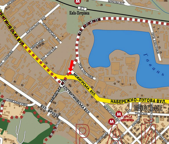 Схема рекламної площини за адресою Электриков ул. / Межигорская ул., в центр