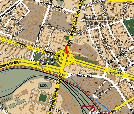Схема рекламной плоскости по адресу Черновола ул. / Победы пр., на Воздухофлотском мосту в сторону Воздухофлотский пр.