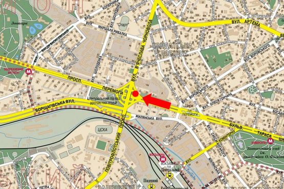 Схема рекламной плоскости по адресу Победы пр. / Черновола ул., из центра