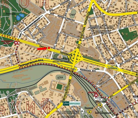 Схема рекламной плоскости по адресу Победы пр., 20, напротив "Интертоп", "Фокстрот", в центр