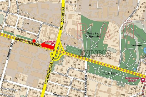 Схема рекламной плоскости по адресу Победы пр., 54-А, возле КНЭУ (Нархоза), из центра