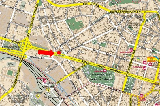 Схема рекламной плоскости по адресу Победы пл., возле центрального входа в Цирк, в центр