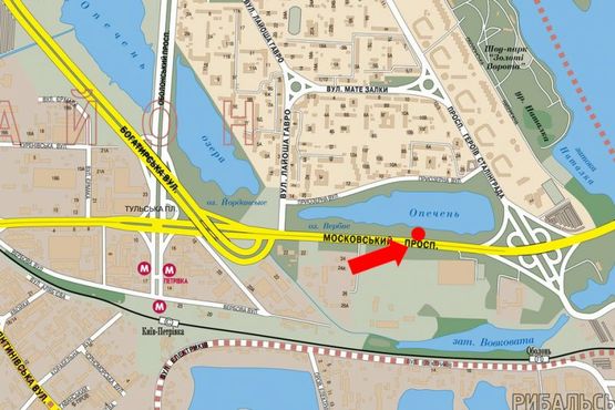 Схема рекламної площини за адресою Бандеры пр. (бывш. Московский пр.), напротив ТЦ "Метро", из центра, левый