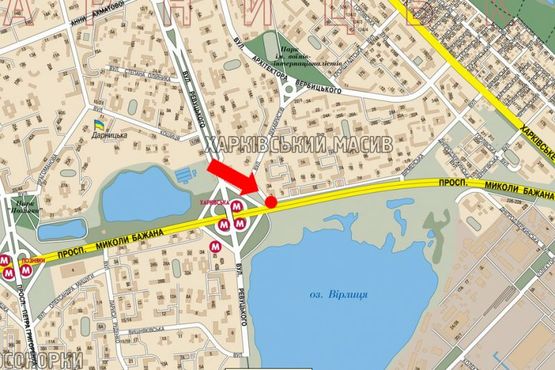 Схема рекламной плоскости по адресу Декабристов ул., выезд на Бажана пр., возле "МакДональдс"