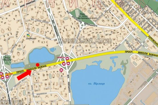 Схема рекламной плоскости по адресу Бажана пр., 26, из центра, левый