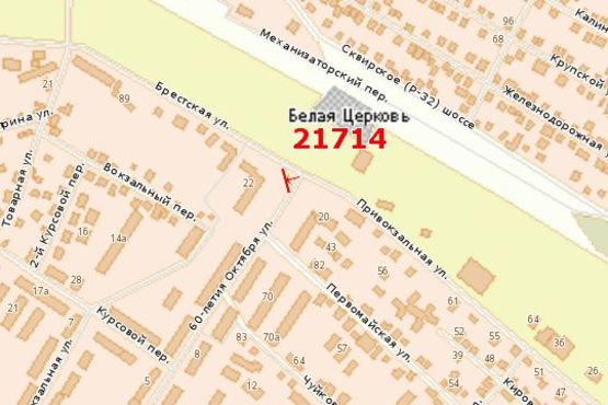 Схема рекламной плоскости по адресу Привокзальна вул. - Олеся Гончара вул. (60-річча Жовтня вул.)