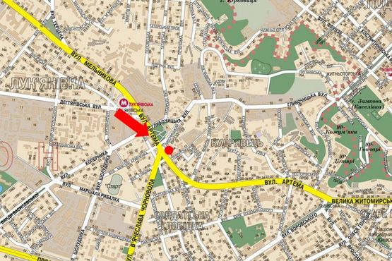 Схема рекламної площини за адресою Сечевых Стрельцов ул. (бывш. Артема ул.), 84 / Черновола ул., ресторан "Сохо"