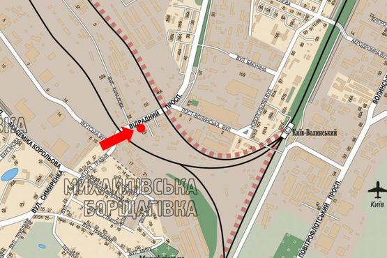 Схема рекламной плоскости по адресу Отрадный пр., 107, в сторону Борщаговская ул.