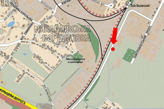 Схема рекламної площини за адресою Воздухофлотский пр., 50м до жд переезда, в сторону Вишневого