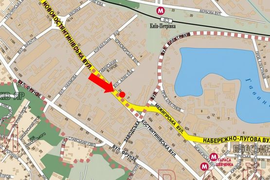 Схема рекламної площини за адресою Новоконстантиновская ул., 2А, в сторону Набережно-Луговая ул.