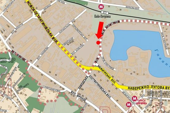 Схема рекламної площини за адресою Электриков ул., 3, перед жд переездом, в сторону Межигорская ул.