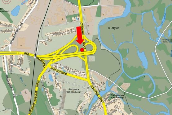 Схема рекламной плоскости по адресу Столичное шоссе / Заболотного ул., возле ТРЦ "Домосфера", в сторону Конча-Заспы, правый