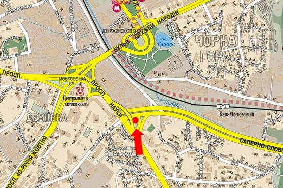 Схема рекламной плоскости по адресу Саперно-Слободская ул., выезд со стороны Науки пр. на ул. Саперно-Слободскую