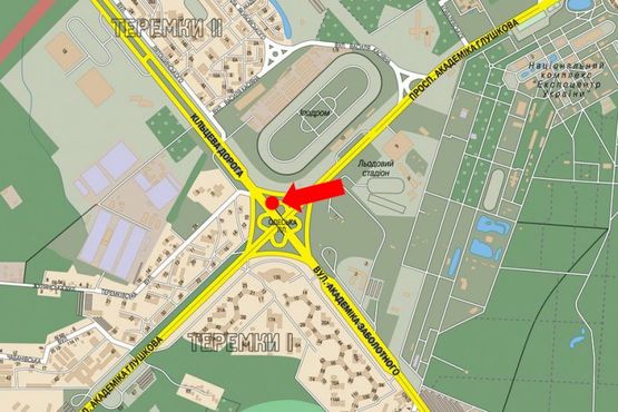 Схема рекламної площини за адресою Одесская пл., выезд на Кольцевая дорога, в сторону спермаркетов "METRO", "Эпицентр", Кольцевой дороги