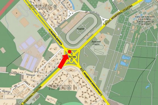 Схема рекламной плоскости по адресу Одесская пл., выезд на Кольцевая дорога, в сторону Глушкова пр.