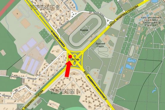 Схема рекламной плоскости по адресу Одесская пл., выезд на Глушкова пр., в сторону Заболотного ул.