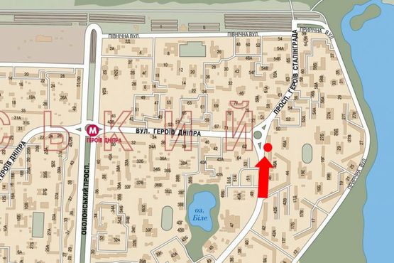 Схема рекламной плоскости по адресу Героев Сталинграда пр., 48 / Героев Днепра ул., в сторону Северная ул.