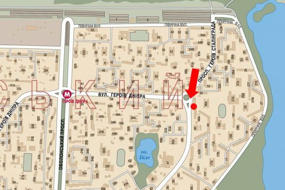 Схема рекламной плоскости по адресу Героев Сталинграда пр., 48 / Героев Днепра ул., в сторону Оболонский пр.