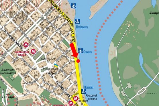 Схема рекламної площини за адресою Набережно-Крещатицкая ул., 18