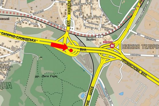 Схема рекламной плоскости по адресу Промышленная ул. / Киквидзе ул., в сторону моста Южного