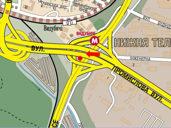 Схема рекламної площини за адресою Промышленная ул., мост Южный , в центр