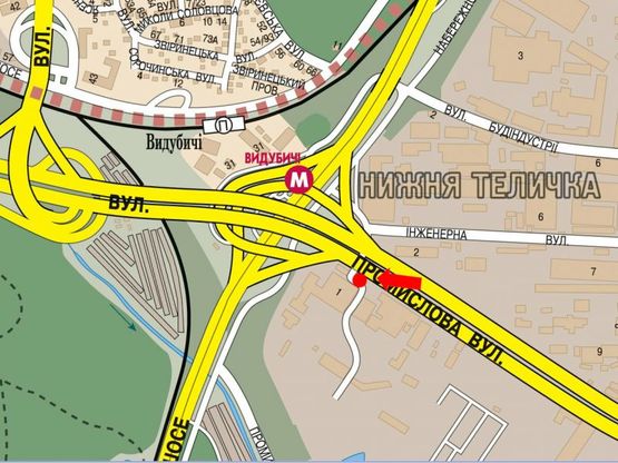 Схема рекламної площини за адресою Промышленная ул., мост Южный , в центр