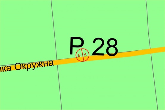 Схема рекламной плоскости по адресу Велика Кільцева дорога, після 1500 метрів руху від Гостомельського шосе, ліворуч
