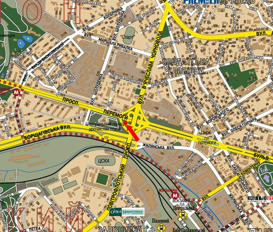 Схема рекламной плоскости по адресу Победы пр. / Черновола ул., съезд с моста Воздухофлотского , со стороны Черновола ул. в центр, кПобеды пл.