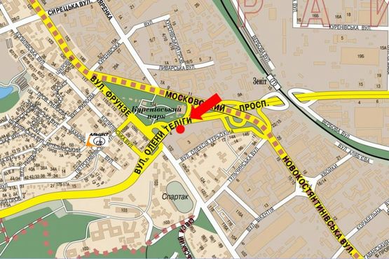 Схема рекламной плоскости по адресу Телиги ул., напротив клуба "Freeдом", в сторону Бандеры пр. (бывш. Московский пр.)