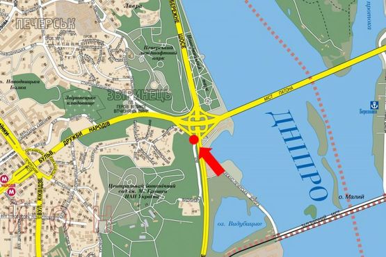 Схема рекламной плоскости по адресу Надднепрянское шоссе, перед мост Патона, в сторону Почтовая пл.