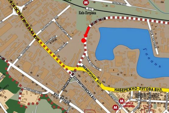 Схема рекламної площини за адресою Электриков ул., 100 м до Межигорская ул. / Новоконстантиновская ул.