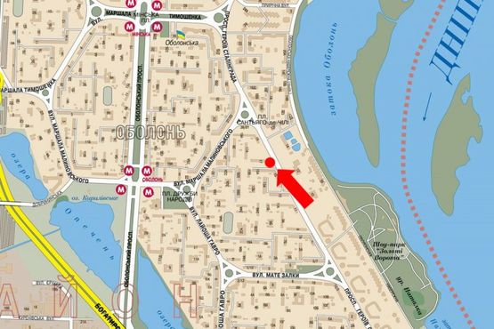 Схема рекламної площини за адресою Героев Сталинграда пр., 17, из центра