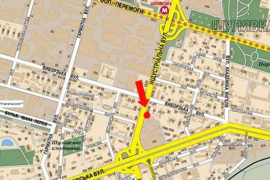 Схема рекламной плоскости по адресу Гетьмана ул., 25, возле ТРЦ "Мармелад", супермаркет "Сильпо", в сторону мост Индустриальный