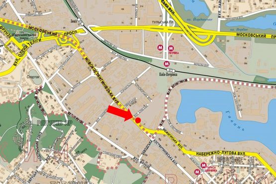 Схема рекламної площини за адресою Новоконстантиновская ул., 2А, в сторону Подола