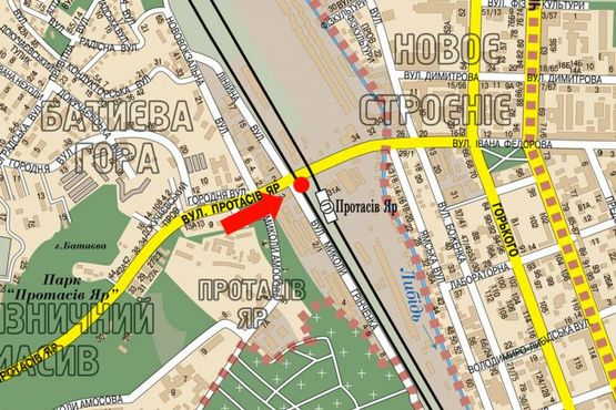 Схема рекламної площини за адресою Протасов Яр ул. / Гринченка ул., на светофоре, в сторону Б. Васильковская ул. (бывш. Красноармейская ул.) и Гринченка ул.