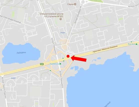 Схема рекламної площини за адресою Ревуцкого ул. / пр. Бажана, возле ст. м. "Харьковская", "McDonald's"