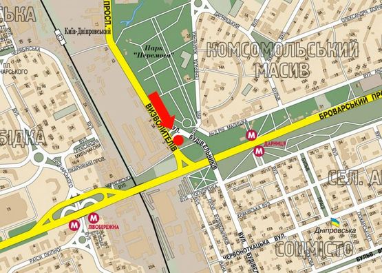 Схема рекламной плоскости по адресу Освободителей пр., 3, в сторону Броварской пр.