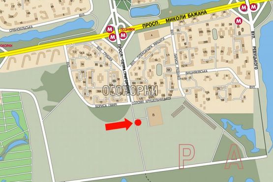 Схема рекламної площини за адресою Григоренко пр., 43, въезд в супермаркет "METRO"