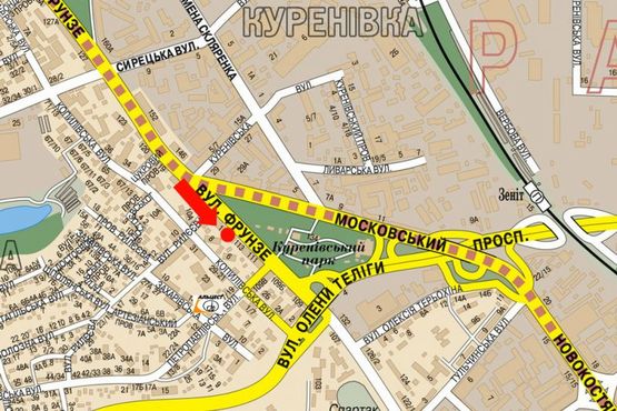 Схема рекламной плоскости по адресу Кирилловская ул. (бывш. Фрунзе ул.), 115/2, в сторону Телиги ул.