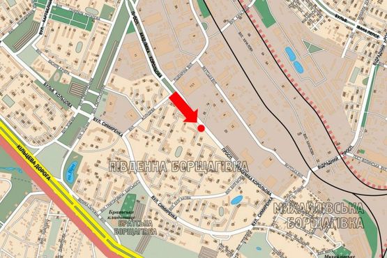 Схема рекламної площини за адресою Королева пр., 8, в сторону Симиренка ул.