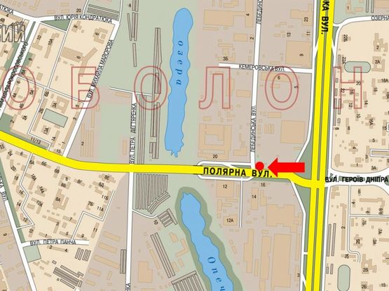 Схема рекламної площини за адресою Полярная ул., 20, возле остановки, в сторону Шевченка пл.