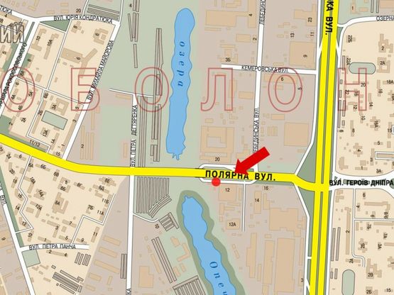 Схема рекламной плоскости по адресу Полярная ул., 12, в сторону Шевченка пл.
